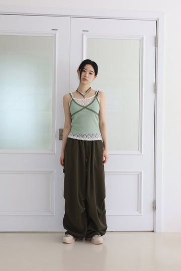 All-day rivet parachute pants